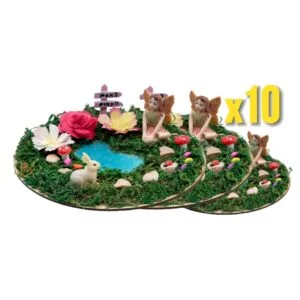 מארז 10 יחידות ערכת יצירה האגם הקסום לילדים, עם פיות, ארנבים, פרחים, פטריות ועוד אביזרים קסומים ליצירה